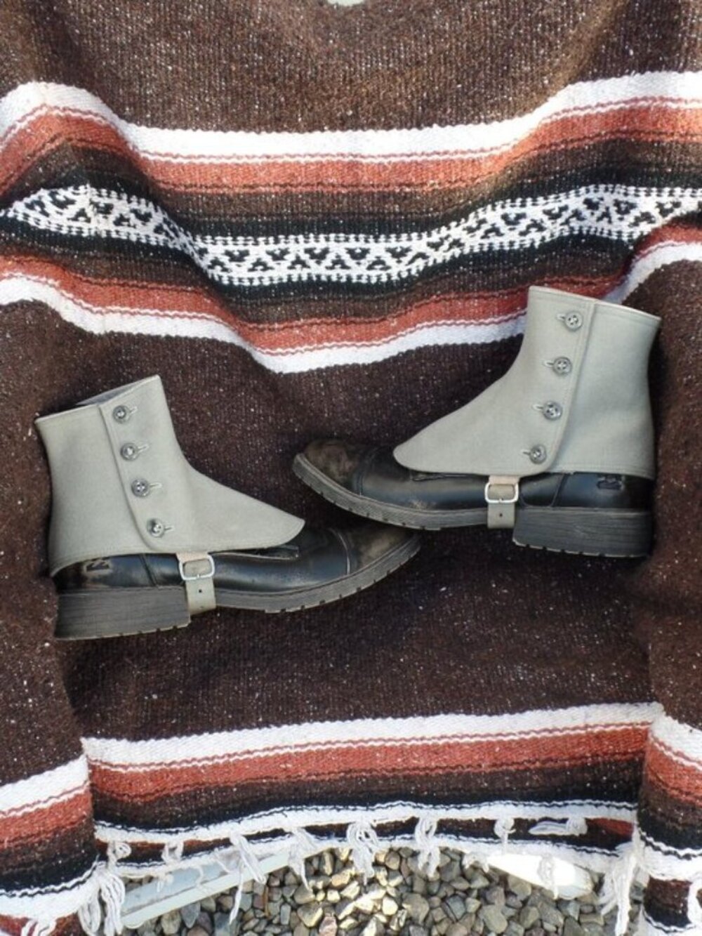 Vintage Wool & Leather Spats GRAY Size 7
